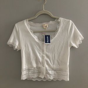 NEW WITH TAG | White Button Down Lace Top